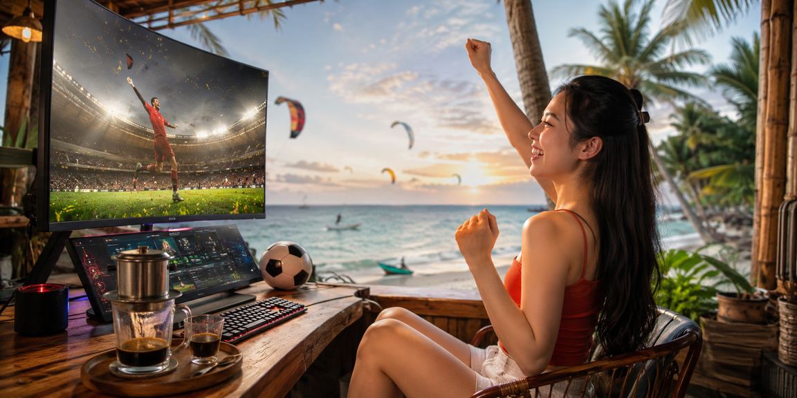 Người chơi esports tại Mũi Né sử dụng điện thoại để đặt cược
